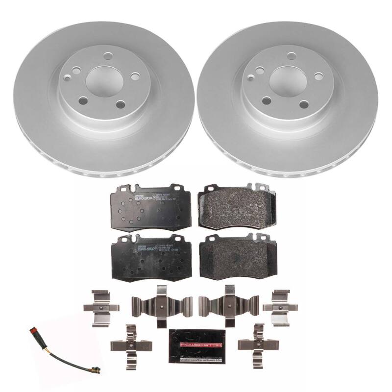Mercedes-Benz CLS550 Brake Kit - Front - PowerStop - Genuine Geomet Coated Rotors + ECE-R90 Brake Pads - `08-`11