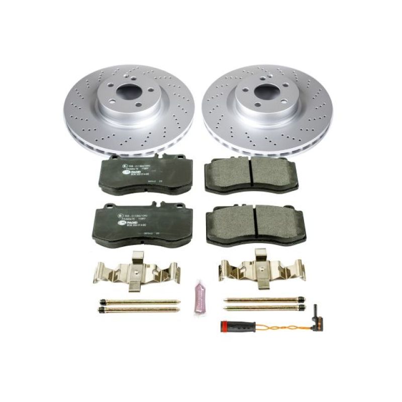 Mercedes-Benz E350 Brake Kit - Front - PowerStop - Genuine Geomet Coated Rotors + ECE-R90 Brake Pads - `10-`16