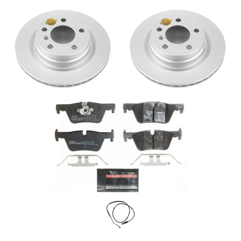 BMW 3 Series Brake Kit - Rear - PowerStop - Genuine Geomet Coated Rotors + ECE-R90 Certified Pads with Hardware - `14-`18
