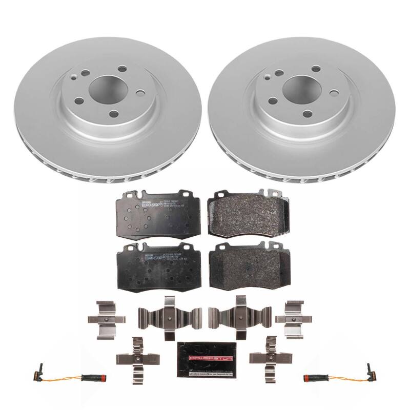 Mercedes-Benz SL500 Brake Kit - Front - PowerStop - Genuine Geomet Fully Coated Rotors + ECE-R90 Certified Pads - 2003