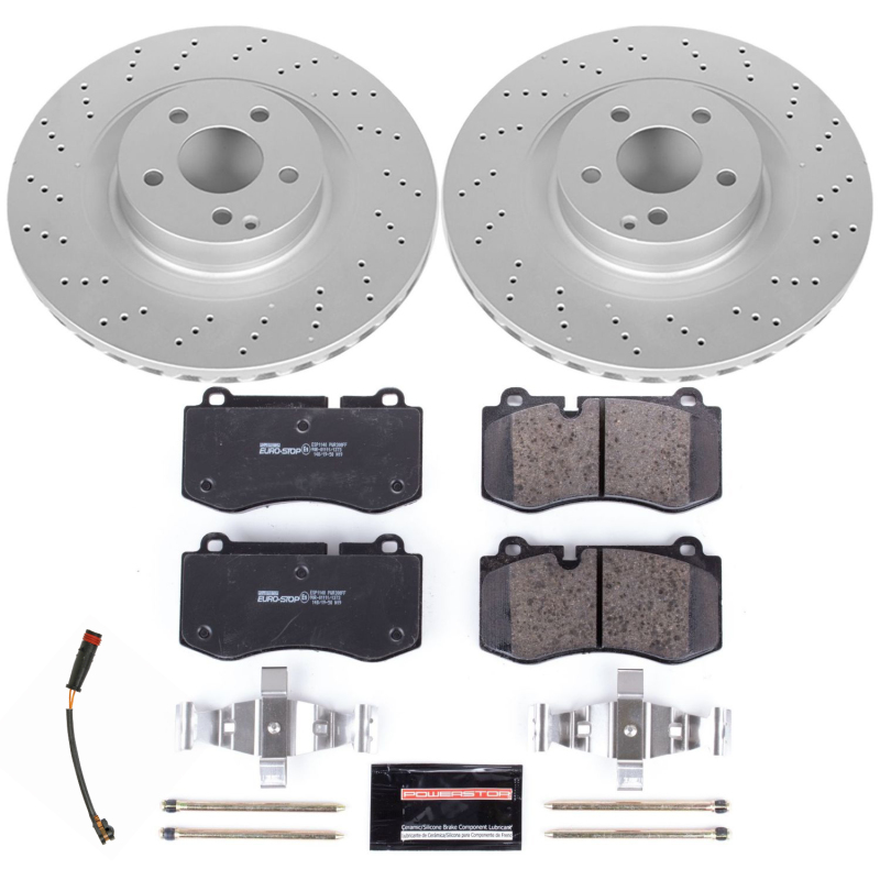Mercedes-Benz CL550 Brake Kit - Front - PowerStop - Genuine Geomet Coated Rotors + ECE-R90 Certified Pads + Hardware Kit - `09-`14