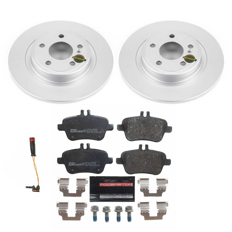 Mercedes-Benz SLC300 Brake Kit - Rear - PowerStop - Genuine Geomet Coated Rotors + ECE-R90 Brake Pads + Hardware Kit - 2017
