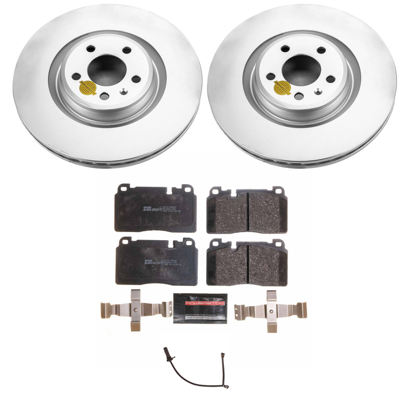 Audi A6 Brake Kit - Front - PowerStop - Euro-Stop, Genuine Geomet Coated Rotors, ECE-R90 Certified Pads - `17-`18