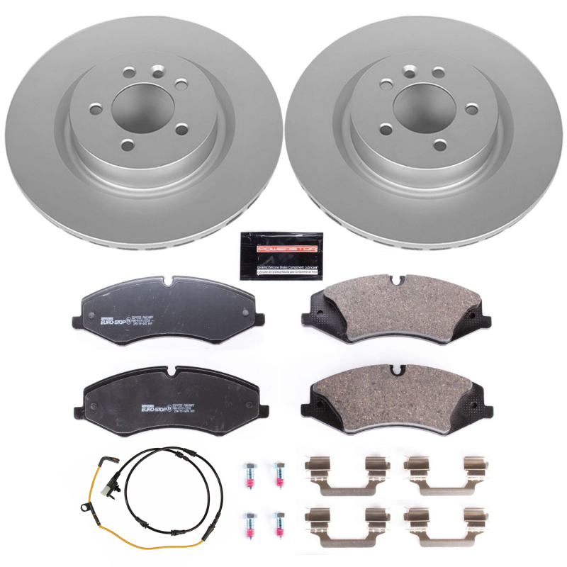 Land Rover Range Rover Brake Pads + Rotors - Front - PowerStop - Euro-Stop: GEOMET Coated Rotors + ECE-R90 Pads - `14-`17