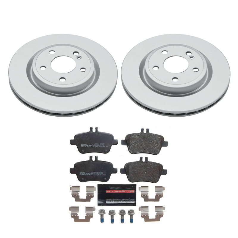 Mercedes-Benz CLA250 Brake Kit - Rear - PowerStop - Genuine Geomet Coated Rotors + ECE-R90 Brake Pads - `14-`19