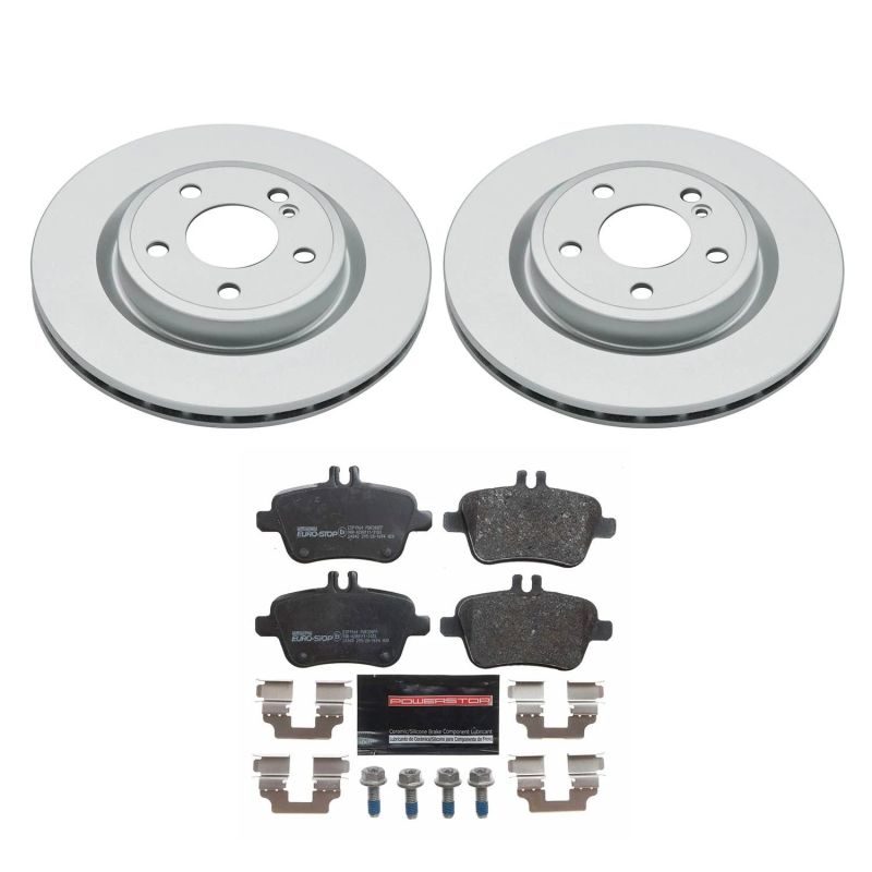 Mercedes-Benz CLA250 Brake Kit - Rear - PowerStop - Genuine Geomet Coated Rotors + ECE-R90 Brake Pads - `14-`19