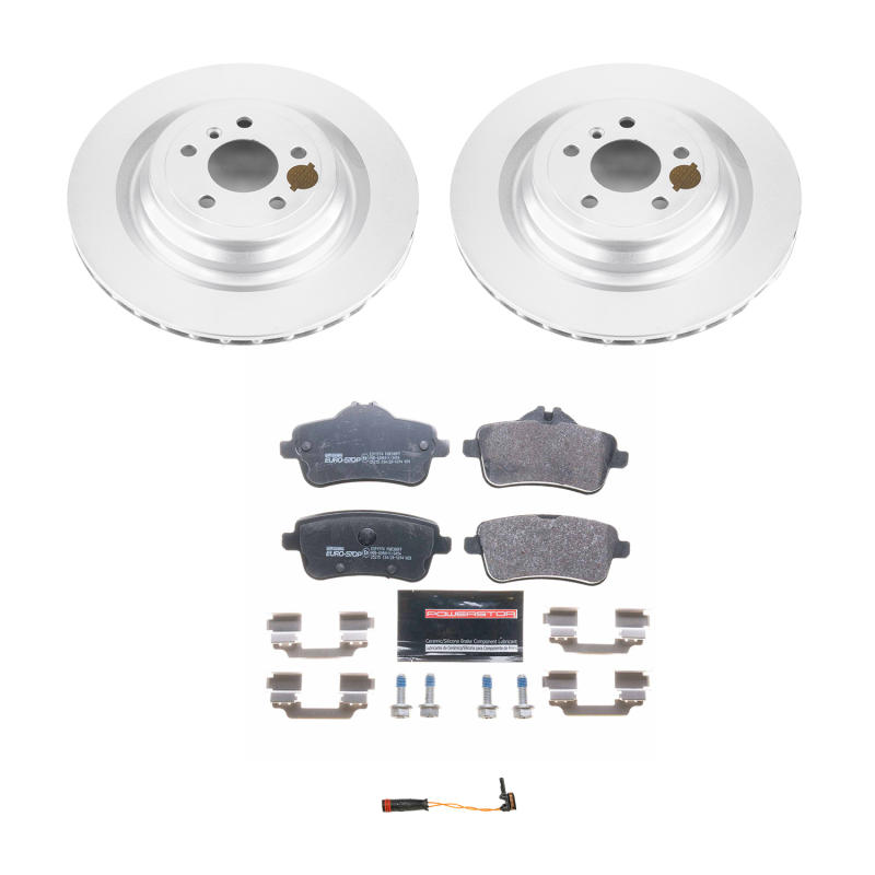 Mercedes-Benz GLS450 Brake Kit - Rear - PowerStop - Euro-Stop Kit: Genuine Geomet Coated Rotors + ECE-R90 Brake Pads - `17-`19
