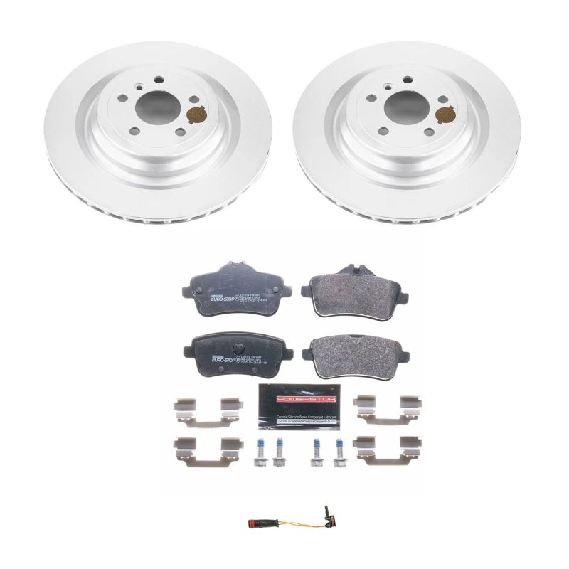 Mercedes-Benz GLS450 Brake Kit - Rear - PowerStop - Euro-Stop Kit: Genuine Geomet Coated Rotors + ECE-R90 Brake Pads - `17-`19