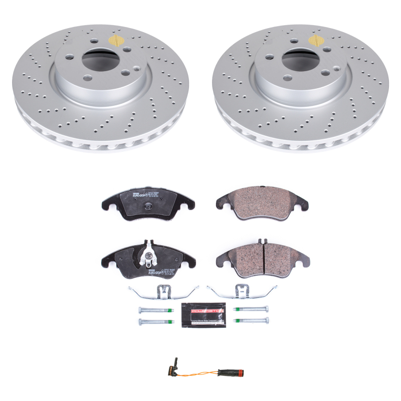 Mercedes-Benz C300 Brake Kit - Front - PowerStop - Genuine Geomet Coated Rotors + ECE-R90 Brake Pads - 2014