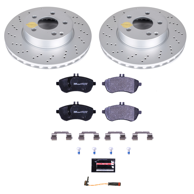 Mercedes-Benz C250 Brake Kit - Front - PowerStop - Genuine Geomet Coated Rotors + ECE-R90 Certified Pads - 2015