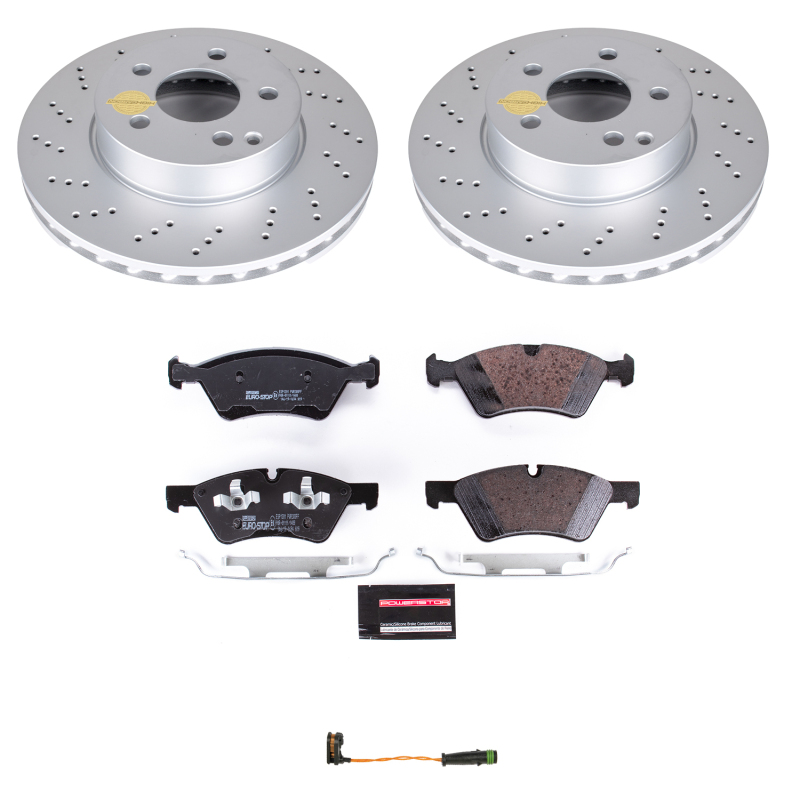 Mercedes-Benz E550 Brake Kit - Front - PowerStop - Genuine Geomet Coated Rotors + ECE-R90 Brake Pads - `07-`09