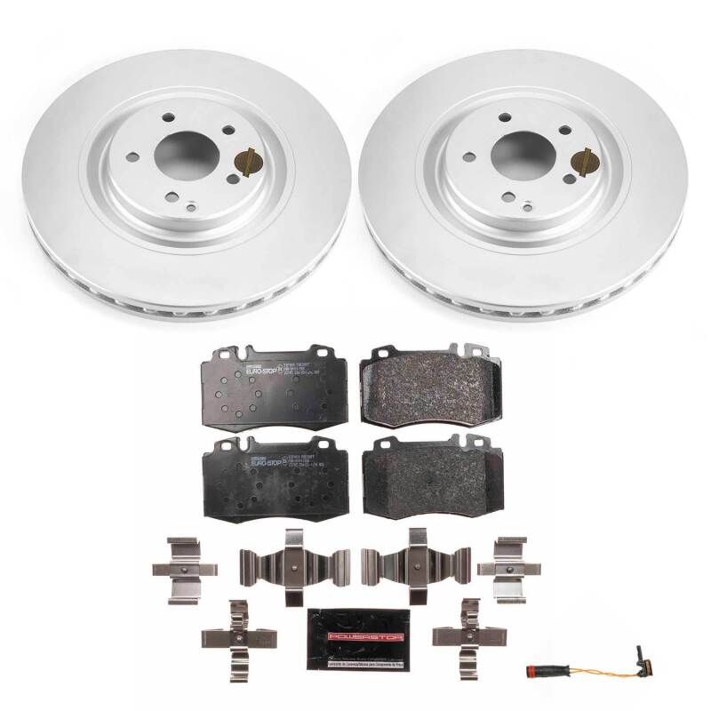 Mercedes-Benz CLK500 Brake Kit - Front - PowerStop - Genuine Geomet Coated Rotors + ECE-R90 Pads - `03-`06