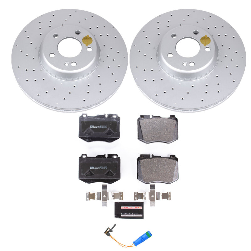 Mercedes-Benz C350e Brake Kit - Front - PowerStop - Genuine Geomet Coated Rotors + ECE-R90 Brake Pads - 2018