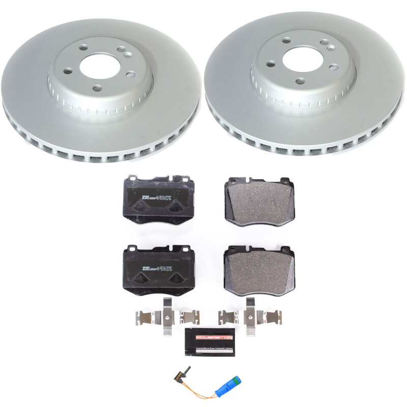 Mercedes-Benz E300 Brake Kit - Front - PowerStop - Genuine Geomet Coated Rotors + ECE-R90 Brake Pads + Hardware Kit - 2017
