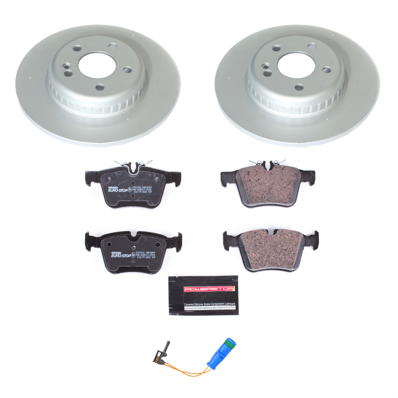 Mercedes-Benz C300 Brake Kit - Rear - PowerStop - Genuine Geomet Coated Rotors + ECE-R90 Brake Pads + Hardware Kit - `17-`18