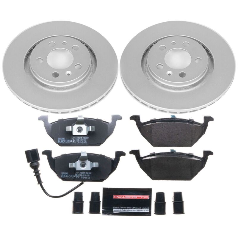 Volkswagen Beetle Brake Kit - Front - PowerStop - Genuine Geomet Coated Rotors + ECE-R90 Certified Pads - `99-`06