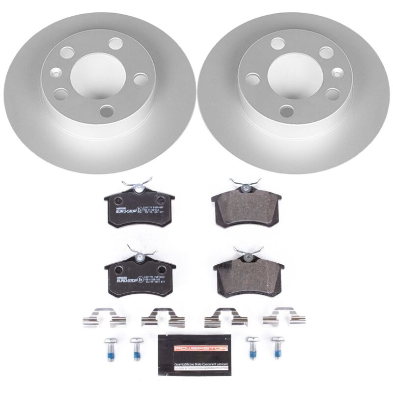 Volkswagen Beetle Brake Kit - Rear - PowerStop - Genuine Geomet Coated Rotors + ECE-R90 Certified Pads - `98-`10