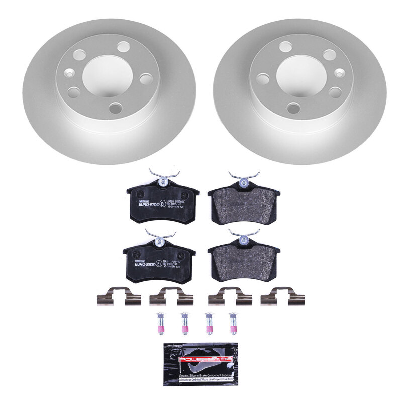 Audi TT Brake Kit - Rear - PowerStop - Genuine Geomet Coated Rotors + ECE-R90 Brake Pads - `99-`06