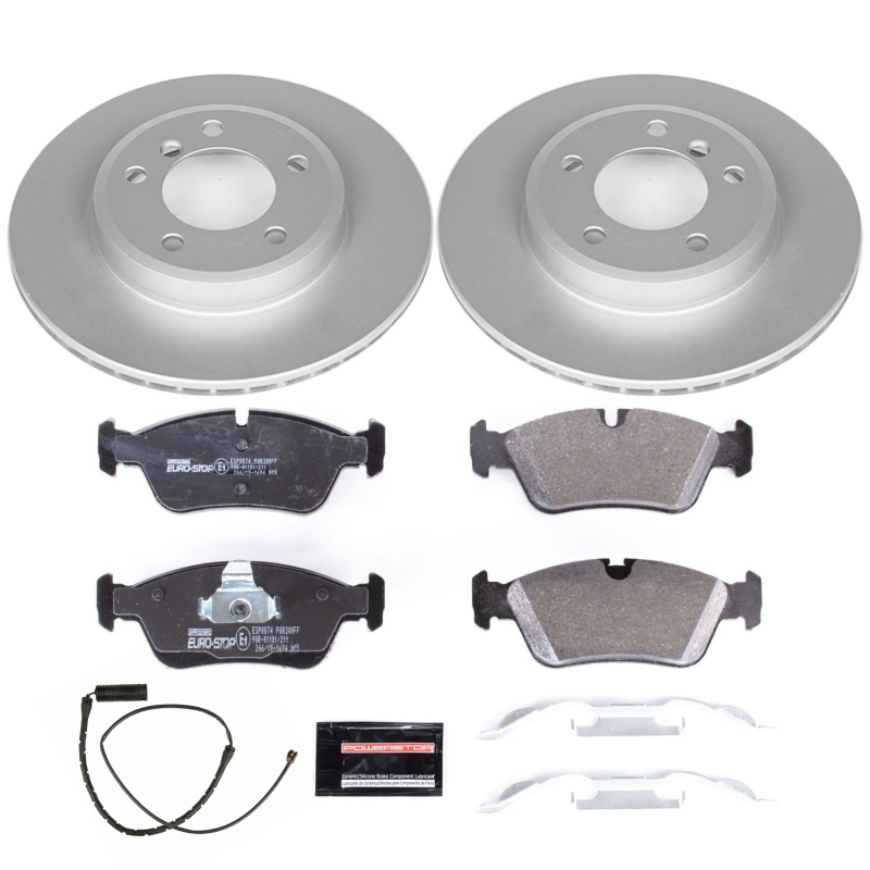 BMW Z3 Brake Kit - Front - PowerStop - Genuine Geomet Coated Rotors + ECE-R90 Certified Pads - `01-`02
