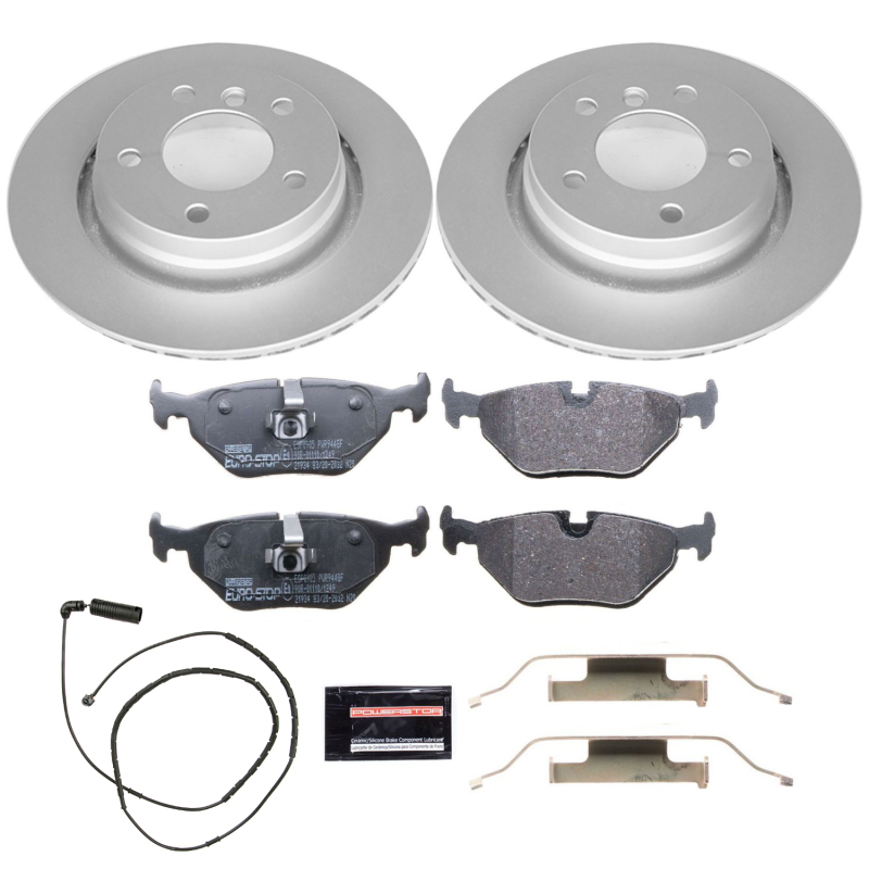 BMW 323i Brake Kit - Rear - PowerStop - Genuine Geomet Coated Rotors, ECE-R90 Certified Pads w/ Hardware - 2000