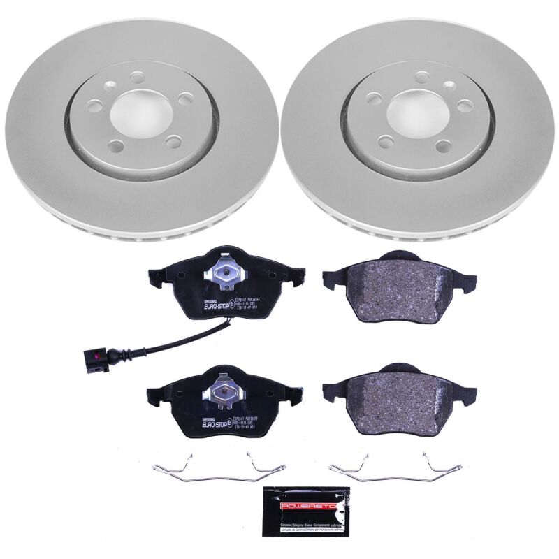 Volkswagen Beetle Brake Kit - Front - PowerStop - Genuine Geomet Fully Coated Rotors + ECE-R90 Certified Pads - `99-`10