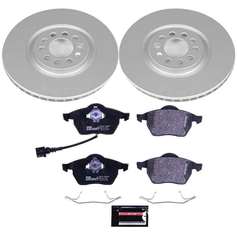 Audi TT Brake Kit - Front - PowerStop - Genuine Geomet Coated Rotors + ECE-R90 Brake Pads - `99-`06