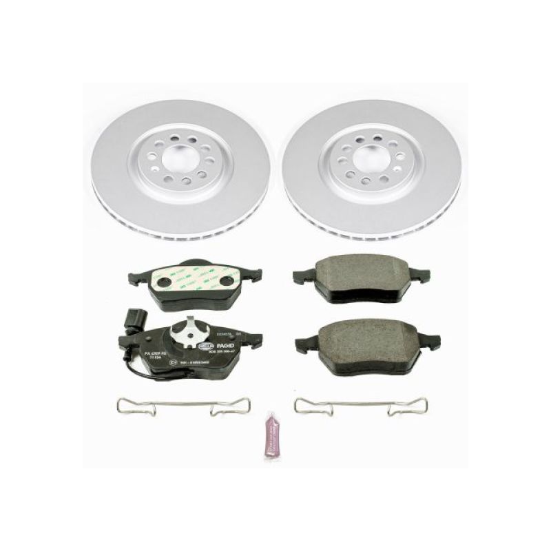 Audi TT Brake Kit - Front - PowerStop - Genuine Geomet Coated Rotors + ECE-R90 Brake Pads - `99-`06