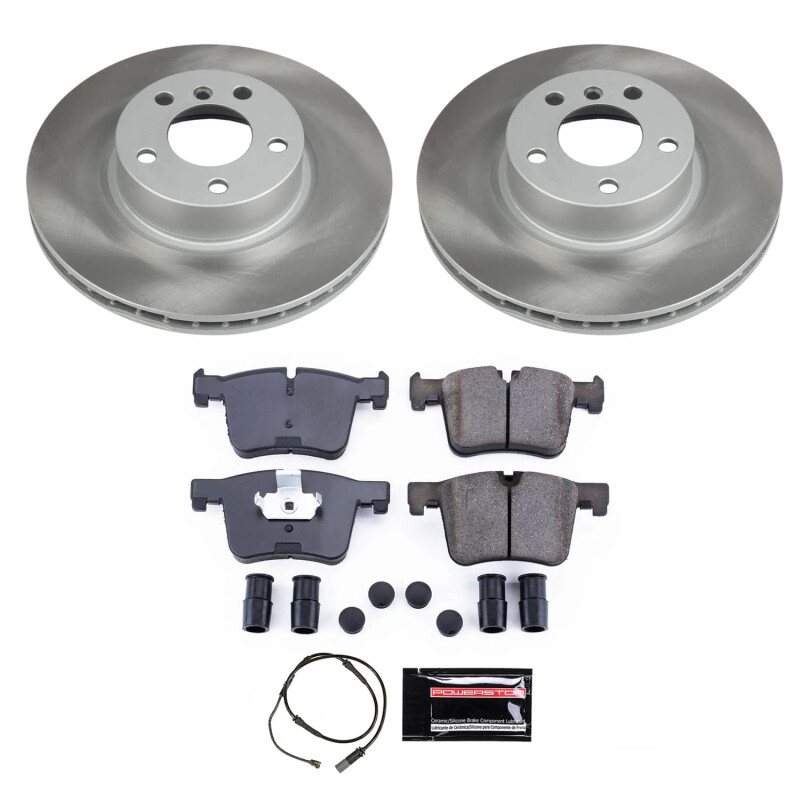 BMW 530i Brake Kit - Front + Rear - PowerStop - High-Carbon Coated Rotors + ECE-R90 Brake Pads - `01-`03