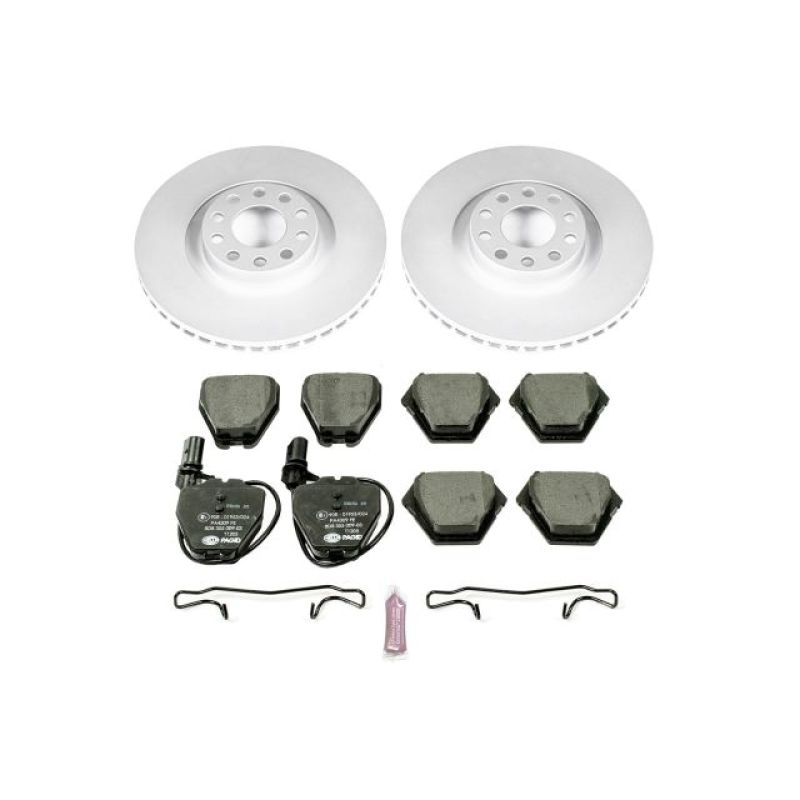 Audi A6 Brake Kit - Front - PowerStop - Genuine Geomet Coated Rotors + ECE-R90 Brake Pads - `00-`04