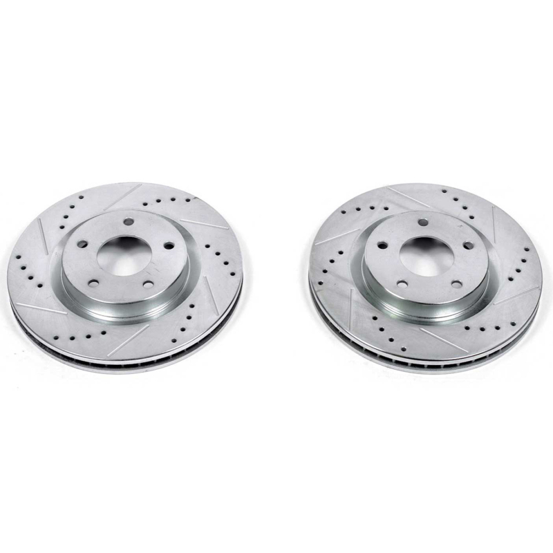 Nissan Rogue Brake Rotors (2) - Front - PowerStop - Evolution Drilled & Slotted - Silver - `08-`13