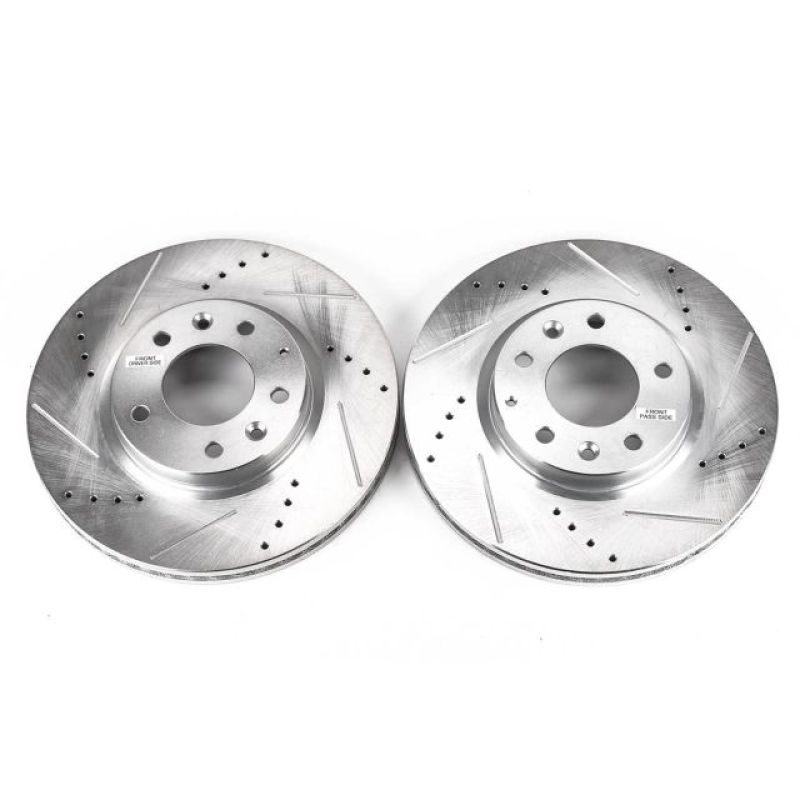 Mazda CX-7 Brake Rotors (2) - Front - PowerStop - Evolution Drilled & Slotted Rotors - Silver - `07-`12