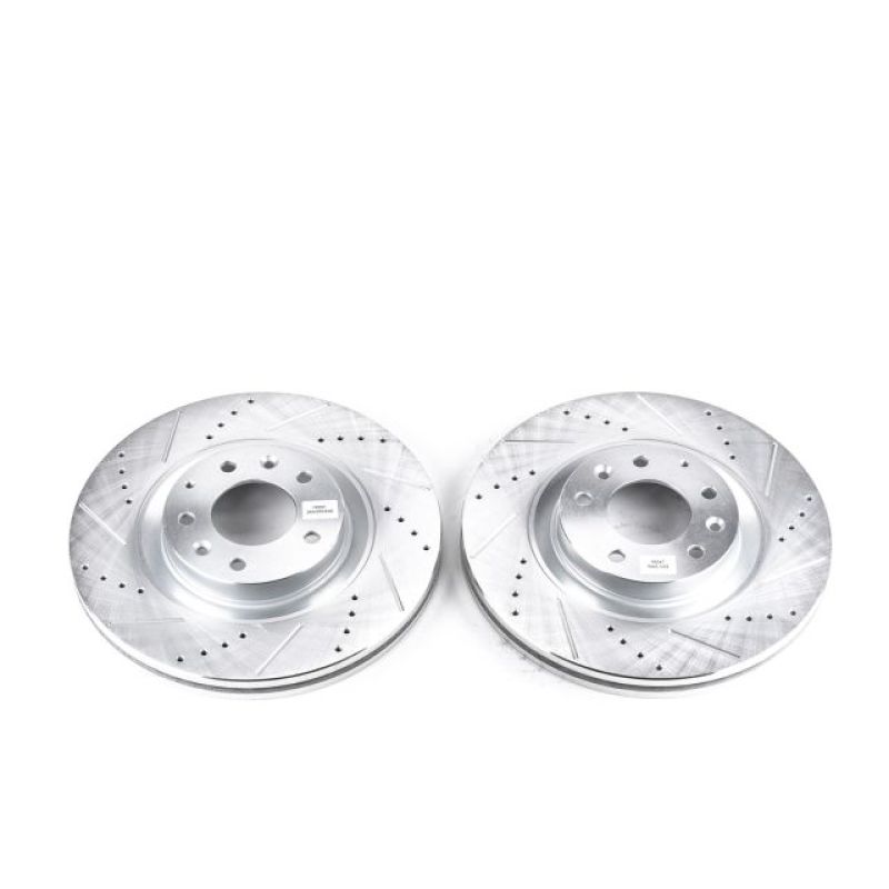 Mazda CX-9 Brake Rotors (2) - Front - PowerStop - Evolution Drilled & Slotted - Silver - `07-`15
