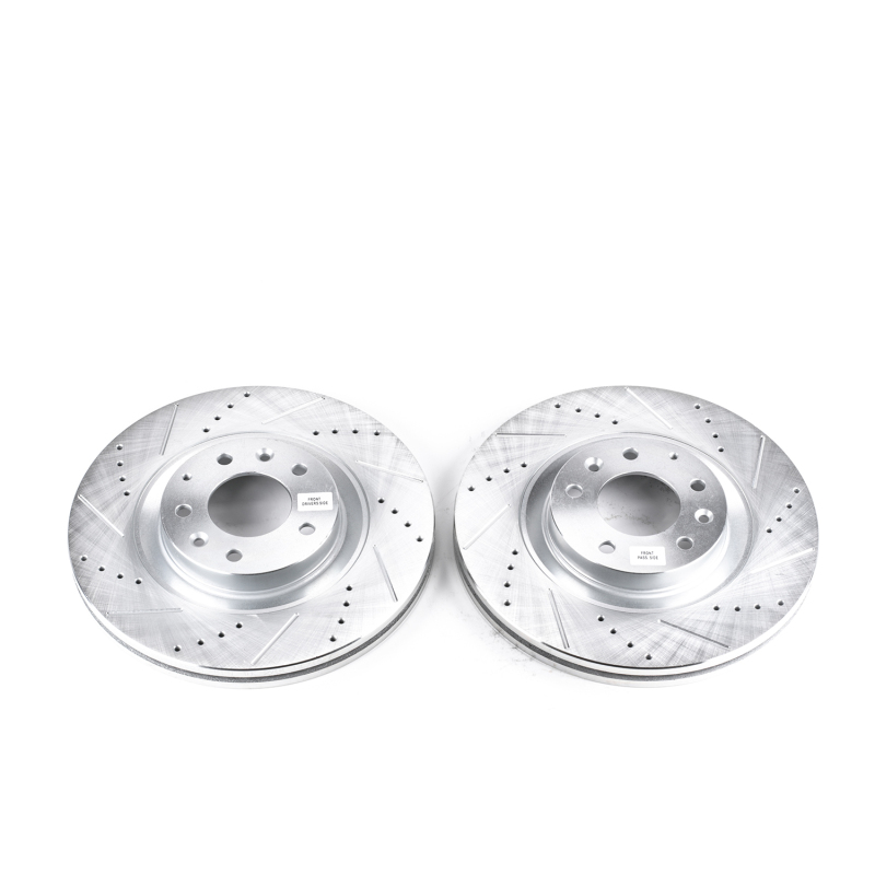 Mazda CX-9 Brake Rotors (2) - Front - PowerStop - Evolution Drilled & Slotted - Silver - `07-`15