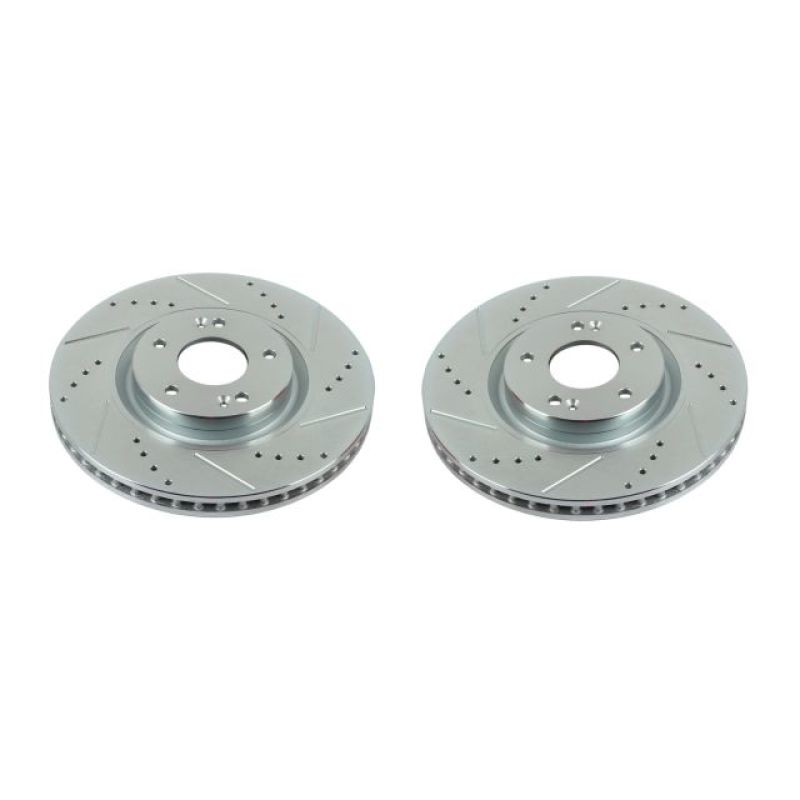 Hyundai Azera Brake Rotors (2) - Front - PowerStop - Evolution Drilled & Slotted - Silver - `12-`17