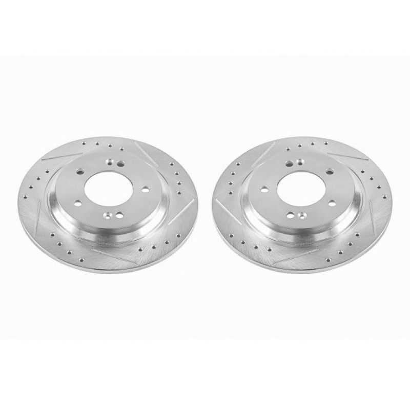 Hyundai Azera Brake Rotors (2) - Rear - PowerStop - Evolution Drilled & Slotted - Silver Zinc - 2017