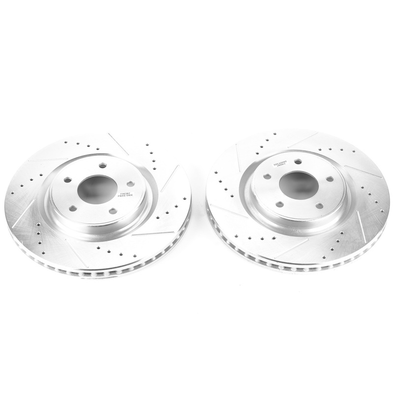 Nissan Rogue Brake Rotors (2) - Front - PowerStop - Evolution Drilled & Slotted - Silver - `14-`19