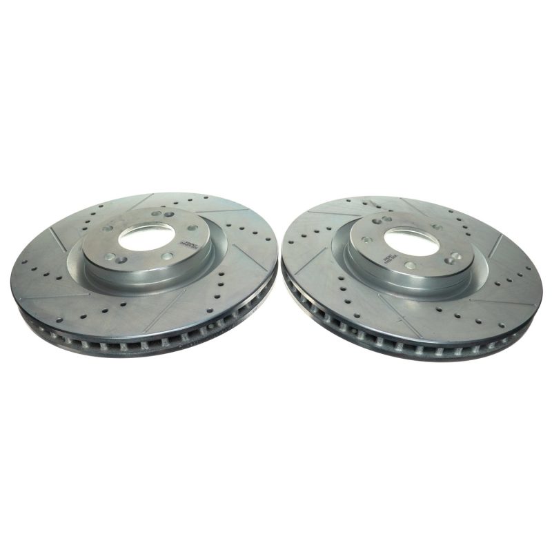 Kia Sorento Brake Rotors (2) - Front - PowerStop - Evolution Drilled & Slotted - Silver - `21-`22
