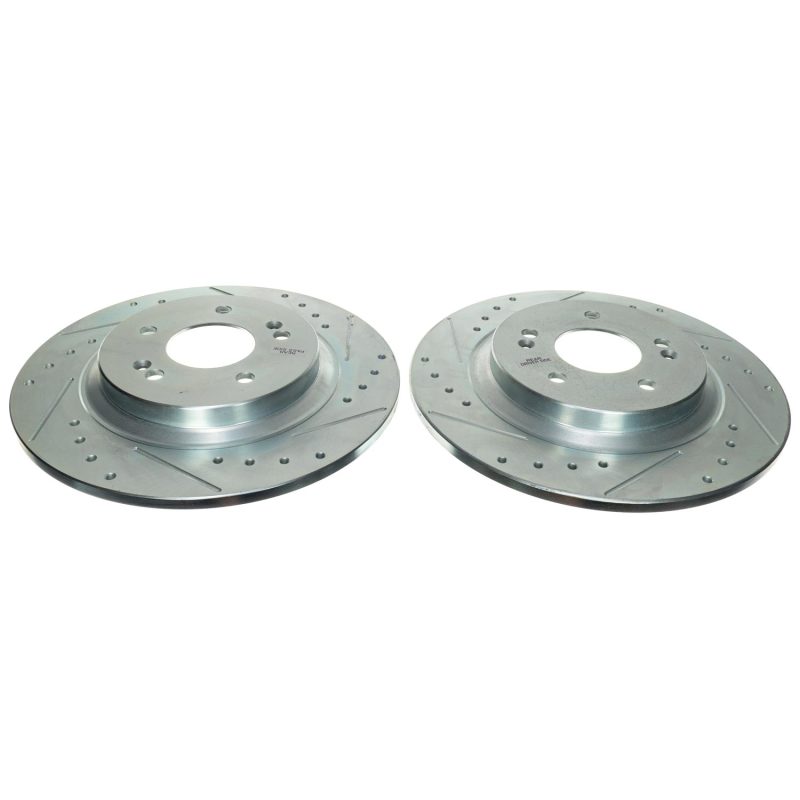 Kia Sorento Brake Rotors (2) - Rear - PowerStop - Evolution Drilled & Slotted - Silver - 2021