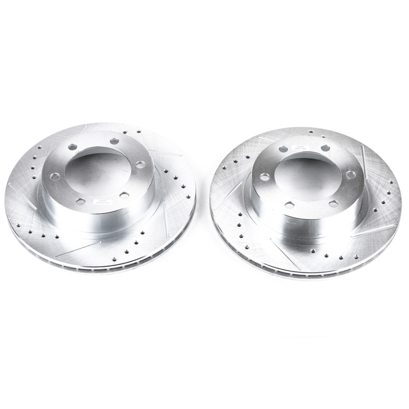 Toyota 4Runner Brake Rotors (2) - Front - PowerStop - Evolution Drilled & Slotted - Silver - `96-`02
