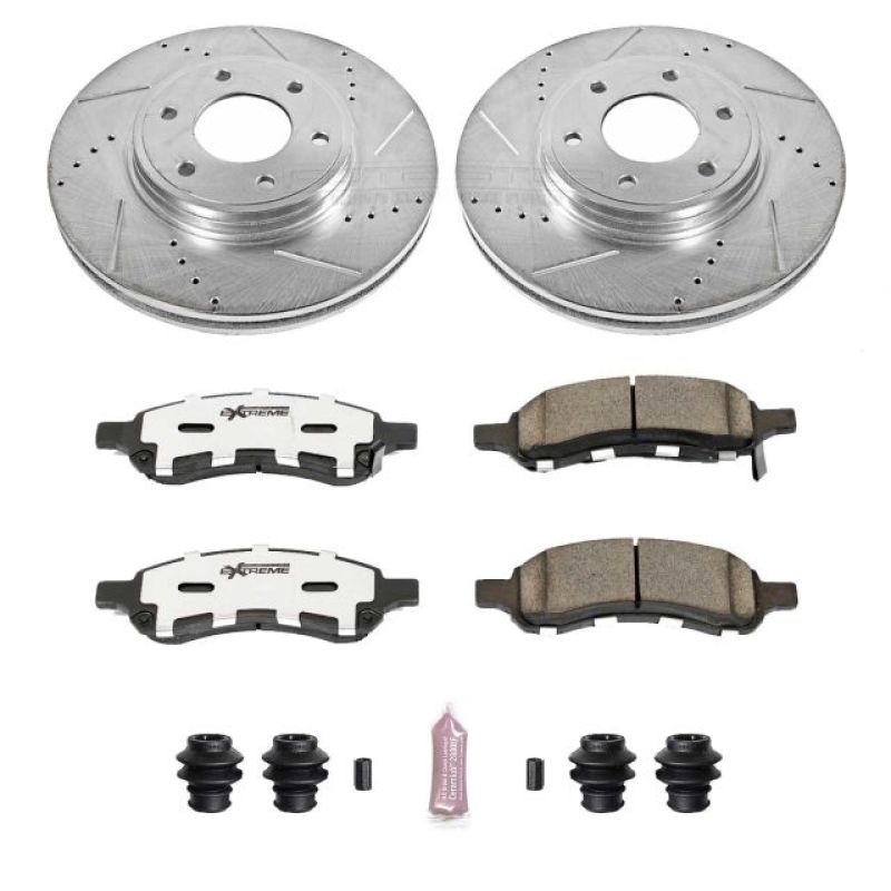 Chevrolet Trailblazer Brake Kit - Front - PowerStop - Drilled & Slotted Rotors + Carbon-Fiber Ceramic Pads - `06-`09