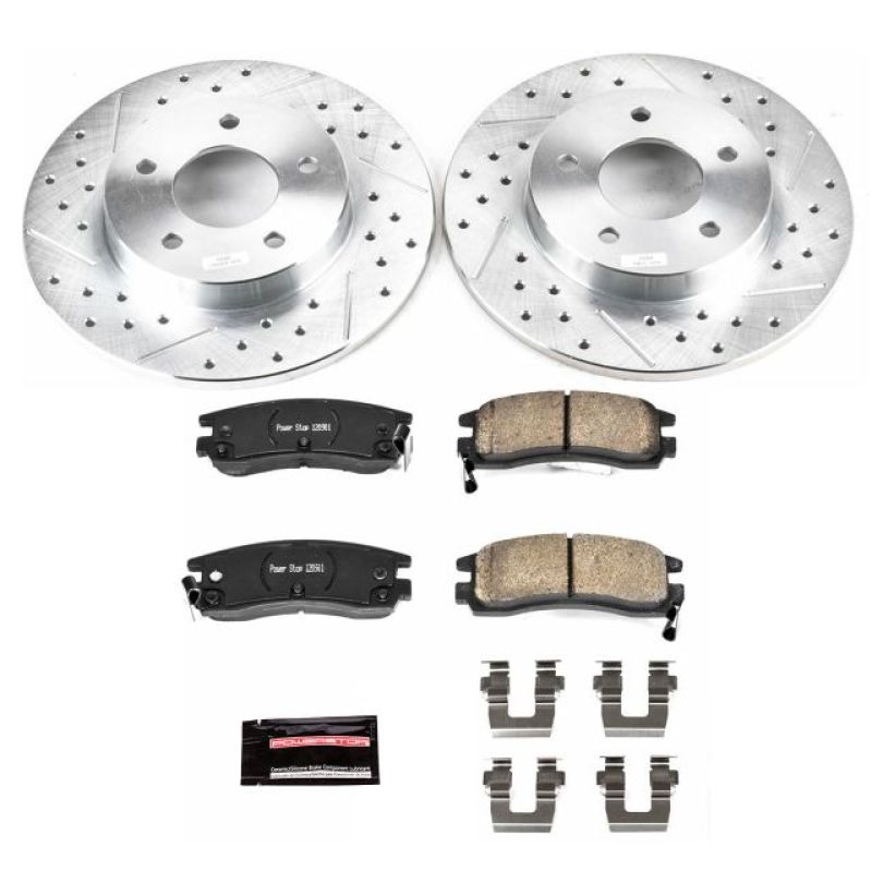 Buick LeSabre Brake Kit - Rear - PowerStop - Drilled & Slotted Rotors + Carbon-Fiber Ceramic Pads - `00-`05