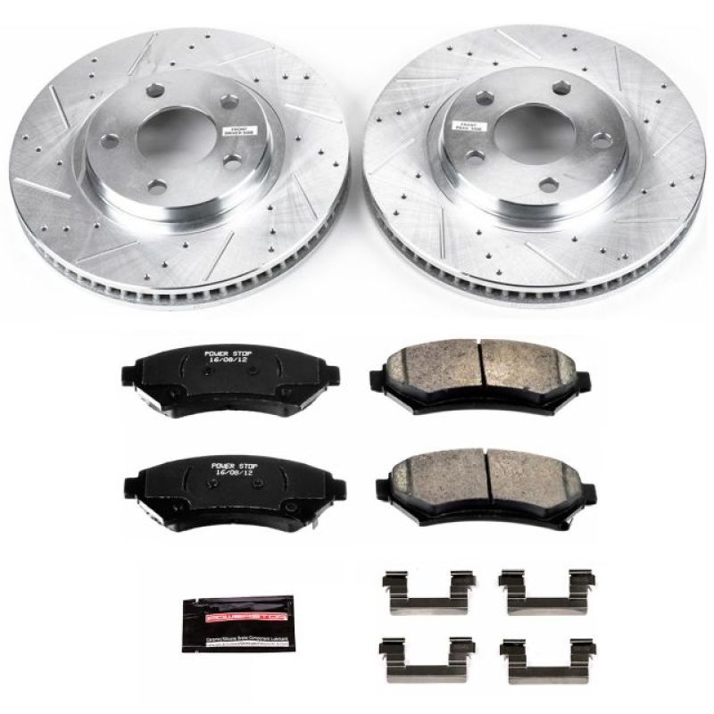 Buick LeSabre Brake Kit - Front - PowerStop - Drilled & Slotted Rotors + Carbon-Fiber Ceramic Pads - `00-`04