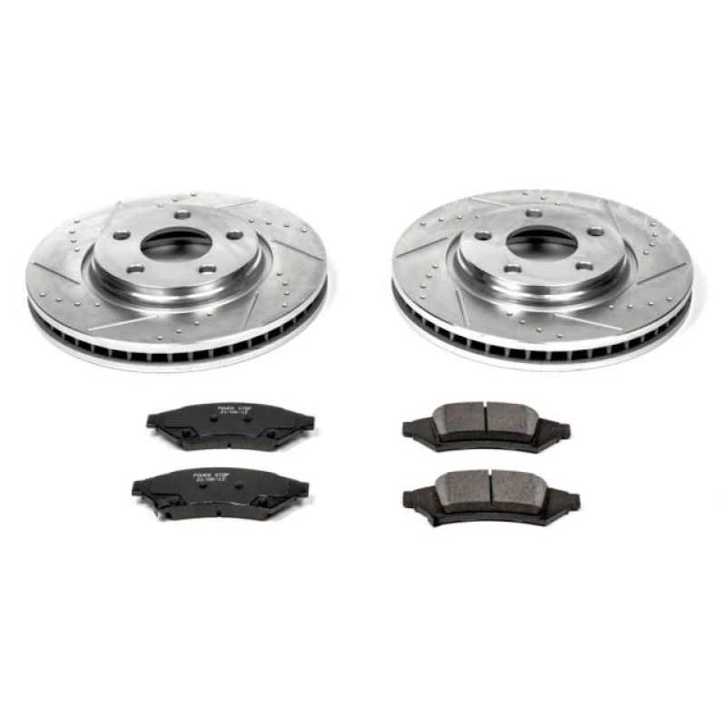 Pontiac Grand Prix Brake Kit - Front - PowerStop - Drilled & Slotted Rotors + Carbon-Fiber Ceramic Pads - 2004 Pontiac Grand Prix Brake Kit - Front - PowerStop - Drilled & Slotted Rotors + Carbon-Fiber Ceramic Pads - 2004