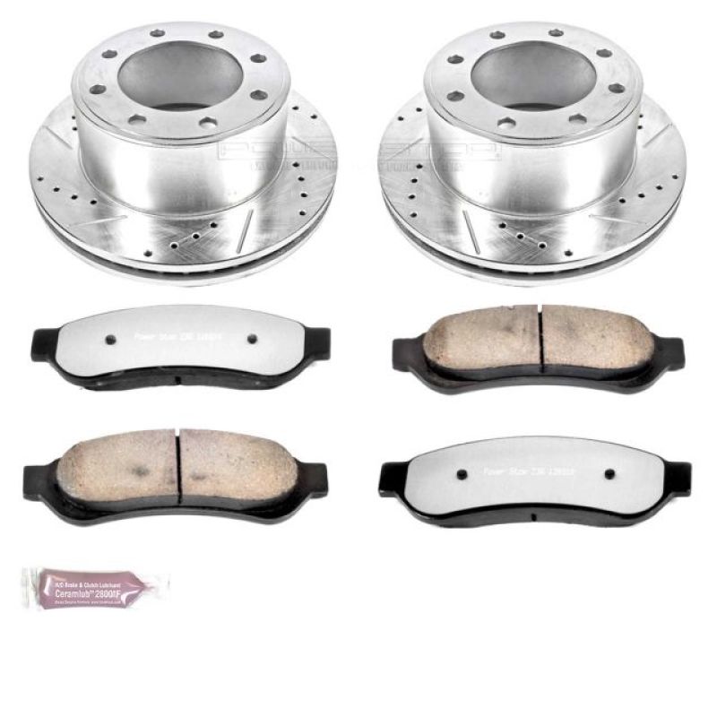Ford F-250 Super Duty Brake Kit - Rear - PowerStop - Drilled & Slotted Rotors + Carbon-Fiber Ceramic Pads - `07-`10