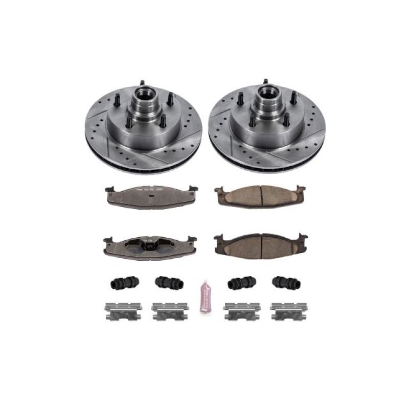 Ford E-150 Brake Kit - Front - PowerStop - Drilled & Slotted Rotors + Carbon-Fiber Ceramic Pads - `94-`01