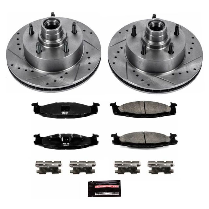 Ford E-150 Brake Kit - Front - PowerStop - Z23 Evolution Sport - Drilled & Slotted Rotors + Carbon-Fiber Ceramic Pads - `94-`01