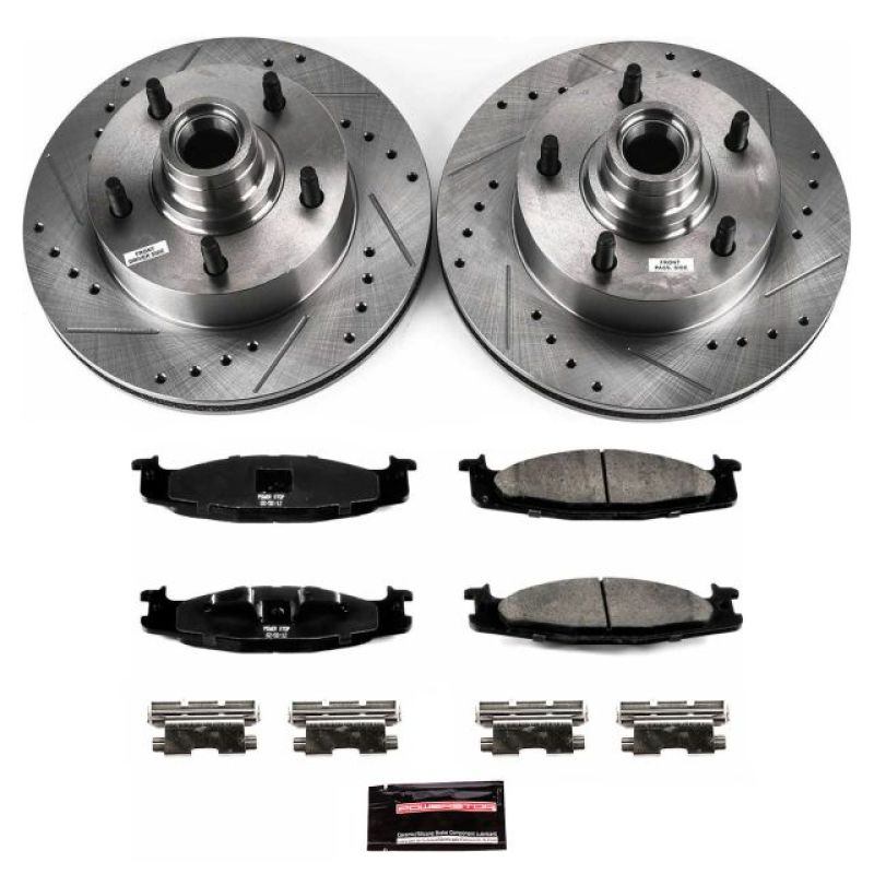Ford E-150 Brake Kit - Front - PowerStop - Drilled & Slotted Rotors + Carbon-Fiber Ceramic Pads - 2003