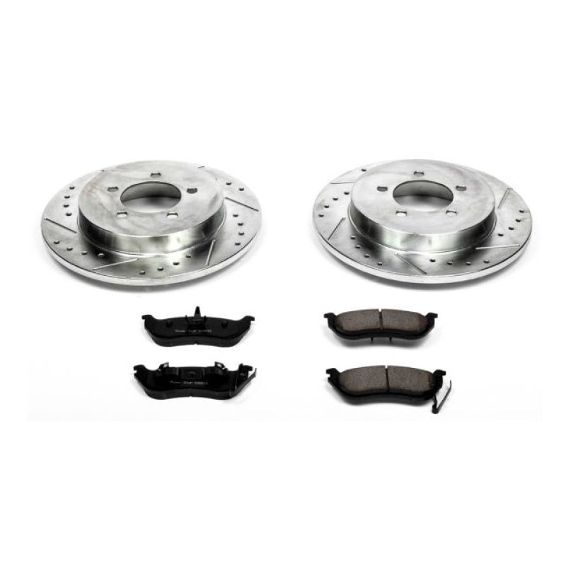 Ford Explorer Brake Kit - Rear - PowerStop - Drilled & Slotted Rotors + Carbon-Fiber Ceramic Pads - `06-`10