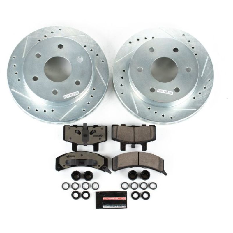 Cadillac Escalade Brake Kit - Front - PowerStop - Drilled & Slotted Rotors + Carbon-Fiber Ceramic Pads - `99-`00
