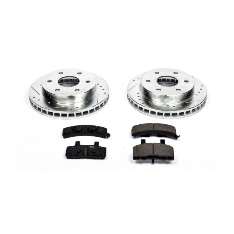 Cadillac Escalade Brake Kit - Front - PowerStop - Z23 Evolution Sport + Carbon-Fiber Ceramic Pads + Drilled & Slotted Rotors - `99-`00